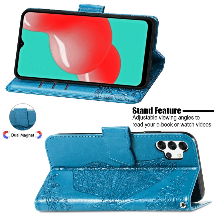 For Samsung Galaxy A32 4G Butterfly Love Flower Embossed Horizontal Flip Leather Case with Bracket / Card Slot / Wallet / Lanyard