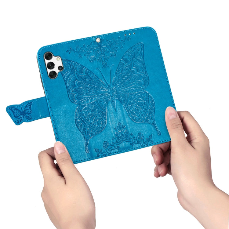 For Samsung Galaxy A32 4G Butterfly Love Flower Embossed Horizontal Flip Leather Case with Bracket / Card Slot / Wallet / Lanyard