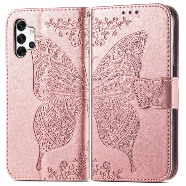 For Samsung Galaxy A32 4G Butterfly Love Flower Embossed Horizontal Flip Leather Case with Bracket / Card Slot / Wallet / Lanyard
