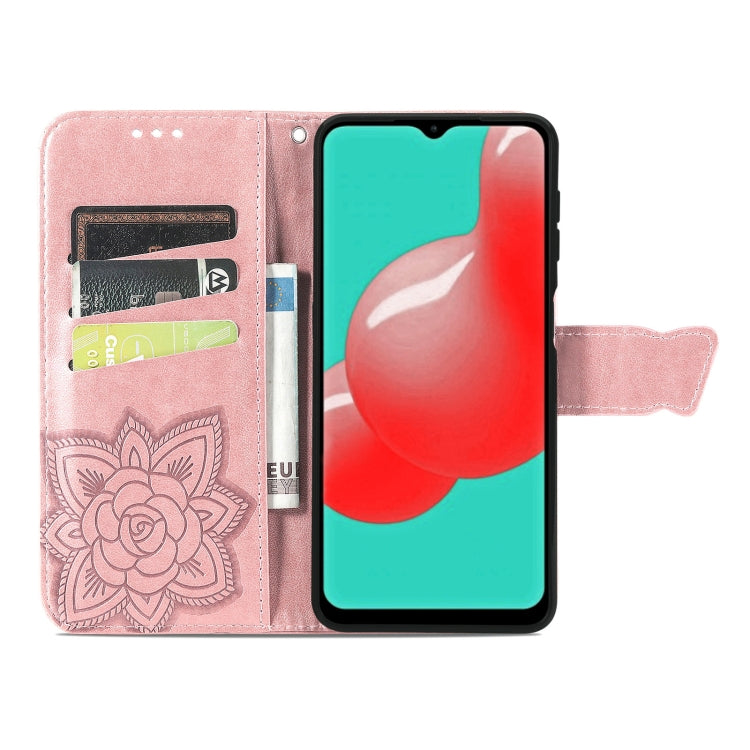 For Samsung Galaxy A32 4G Butterfly Love Flower Embossed Horizontal Flip Leather Case with Bracket / Card Slot / Wallet / Lanyard