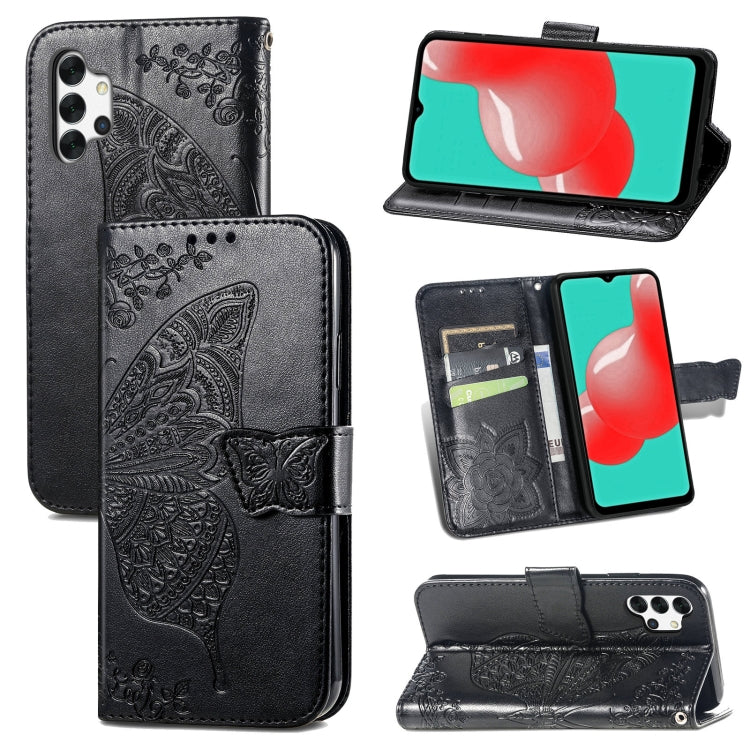 For Samsung Galaxy A32 4G Butterfly Love Flower Embossed Horizontal Flip Leather Case with Bracket / Card Slot / Wallet / Lanyard