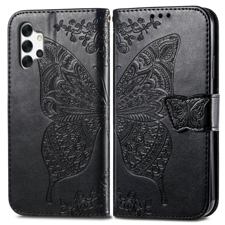For Samsung Galaxy A32 4G Butterfly Love Flower Embossed Horizontal Flip Leather Case with Bracket / Card Slot / Wallet / Lanyard
