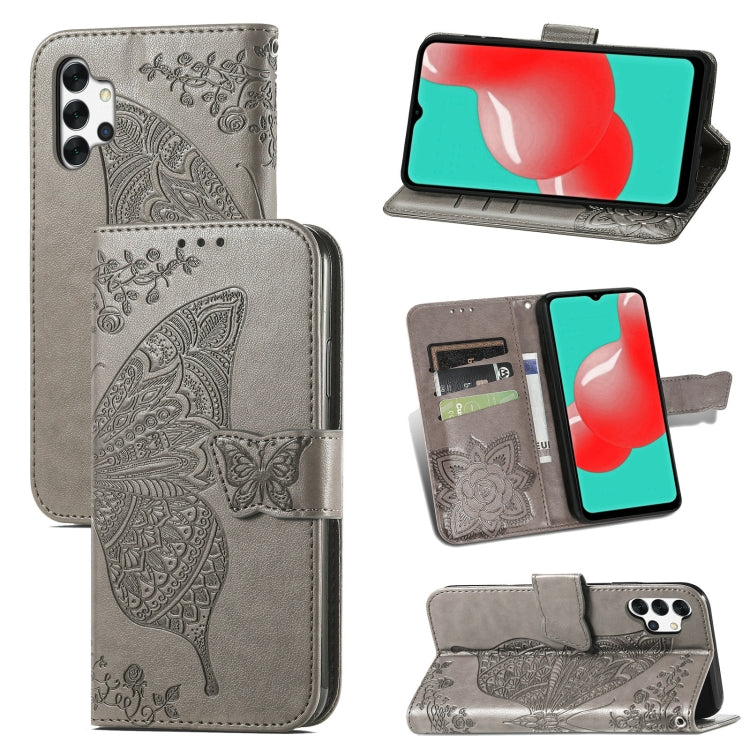 For Samsung Galaxy A32 4G Butterfly Love Flower Embossed Horizontal Flip Leather Case with Bracket / Card Slot / Wallet / Lanyard