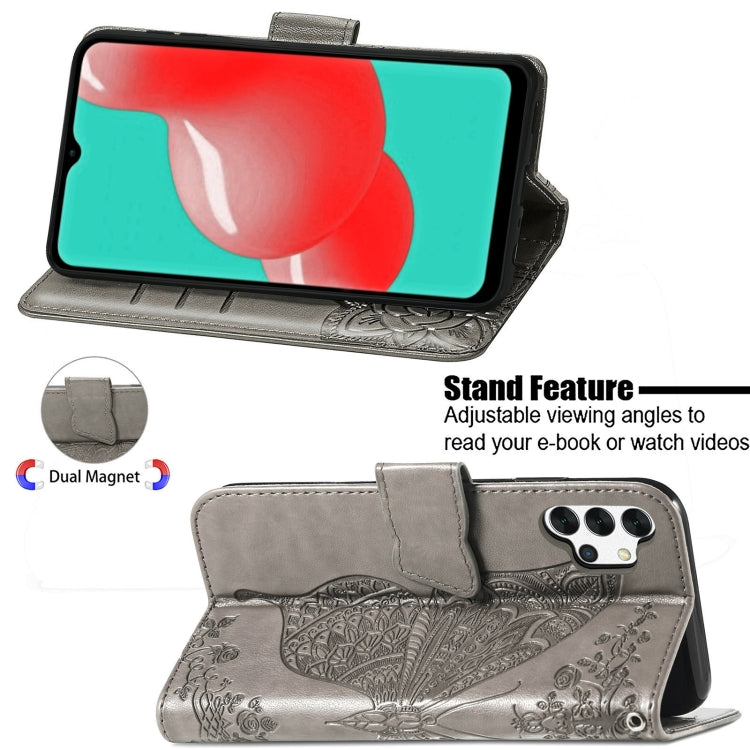 For Samsung Galaxy A32 4G Butterfly Love Flower Embossed Horizontal Flip Leather Case with Bracket / Card Slot / Wallet / Lanyard
