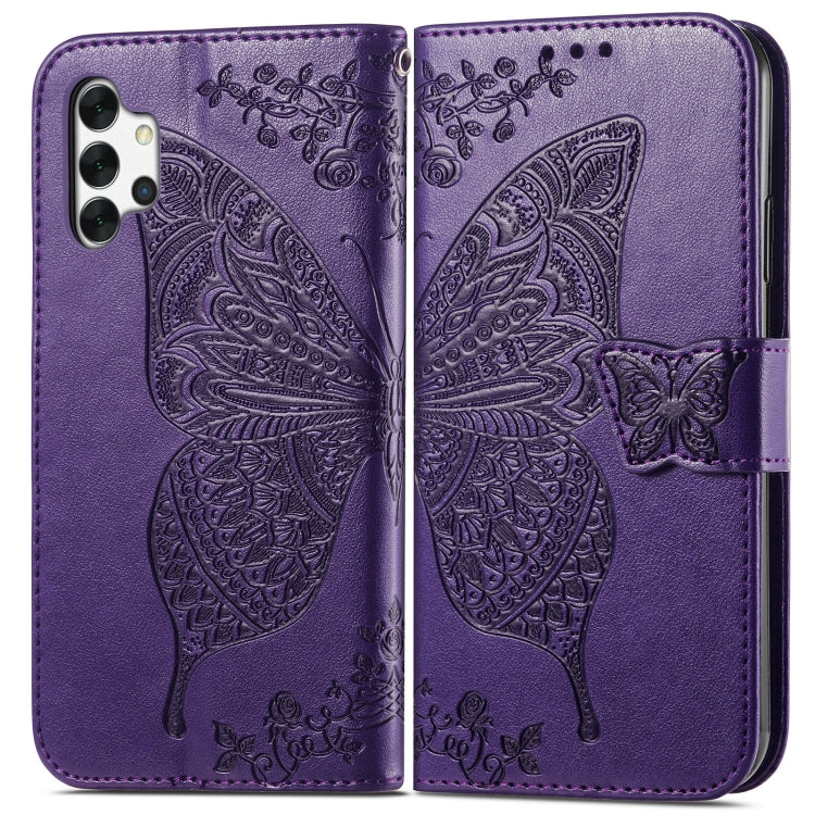 For Samsung Galaxy A32 4G Butterfly Love Flower Embossed Horizontal Flip Leather Case with Bracket / Card Slot / Wallet / Lanyard