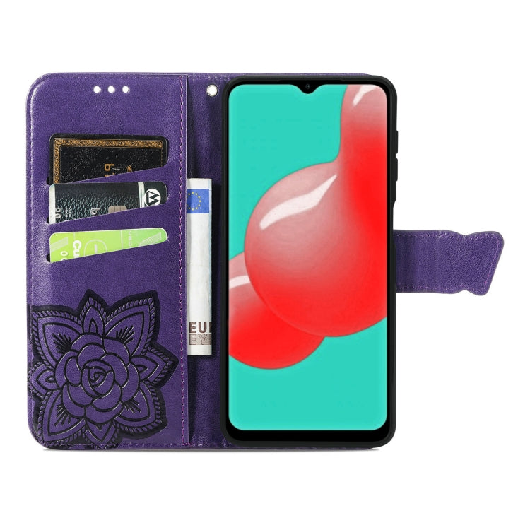 For Samsung Galaxy A32 4G Butterfly Love Flower Embossed Horizontal Flip Leather Case with Bracket / Card Slot / Wallet / Lanyard
