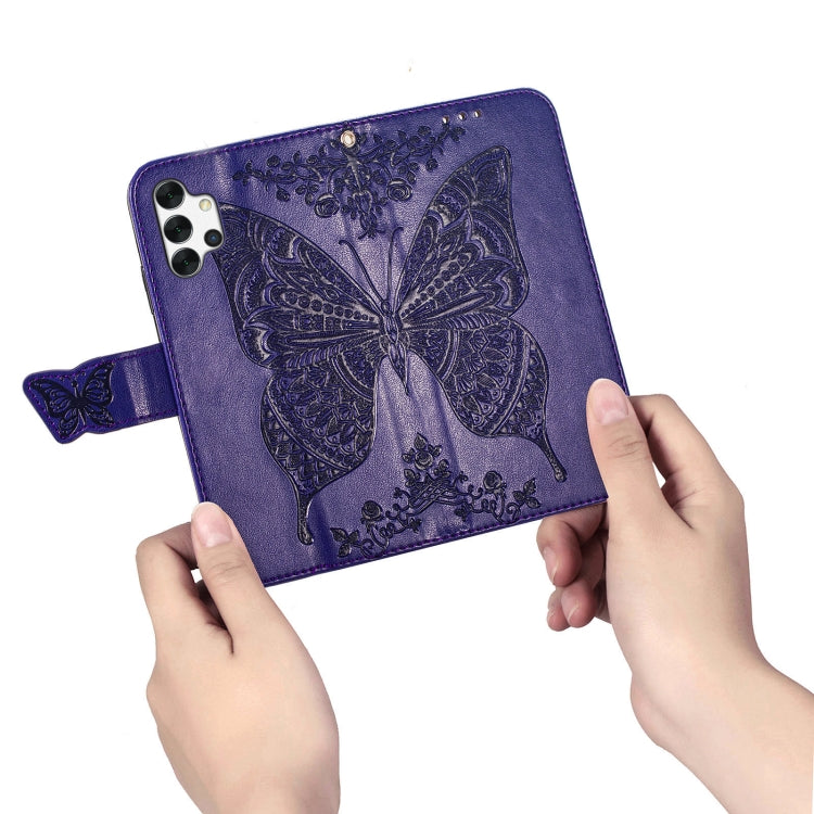 For Samsung Galaxy A32 4G Butterfly Love Flower Embossed Horizontal Flip Leather Case with Bracket / Card Slot / Wallet / Lanyard