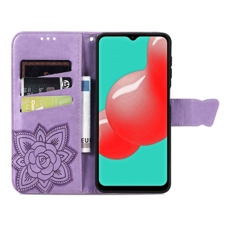For Samsung Galaxy A32 4G Butterfly Love Flower Embossed Horizontal Flip Leather Case with Bracket / Card Slot / Wallet / Lanyard