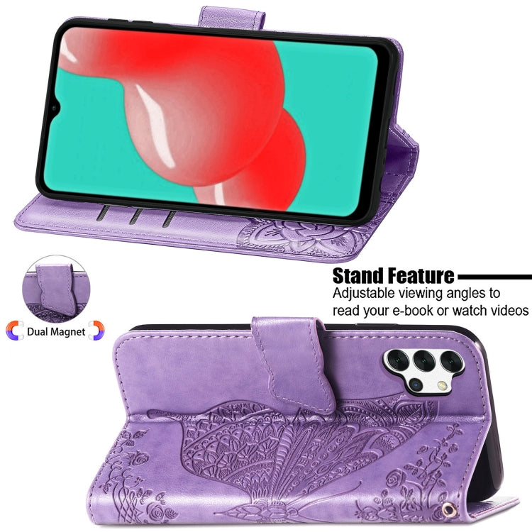 For Samsung Galaxy A32 4G Butterfly Love Flower Embossed Horizontal Flip Leather Case with Bracket / Card Slot / Wallet / Lanyard