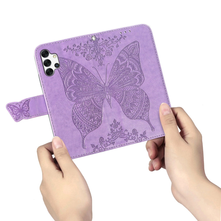 For Samsung Galaxy A32 4G Butterfly Love Flower Embossed Horizontal Flip Leather Case with Bracket / Card Slot / Wallet / Lanyard