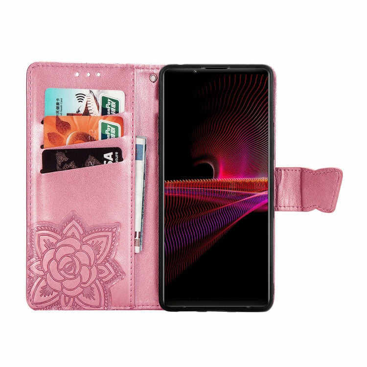 For Sony Xperia 1 III Butterfly Love Flower Embossed Horizontal Flip Leather Case with Bracket / Card Slot / Wallet / Lanyard