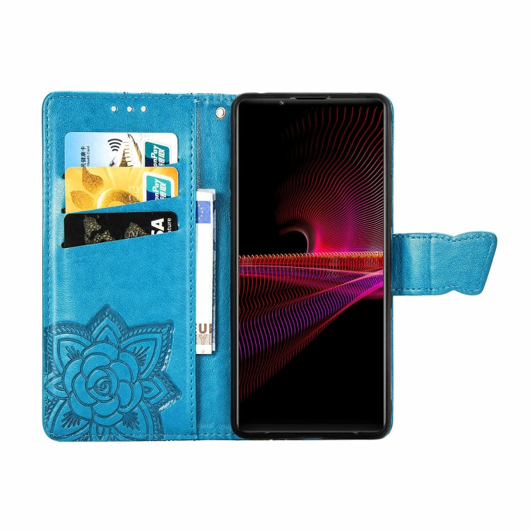 For Sony Xperia 1 III Butterfly Love Flower Embossed Horizontal Flip Leather Case with Bracket / Card Slot / Wallet / Lanyard