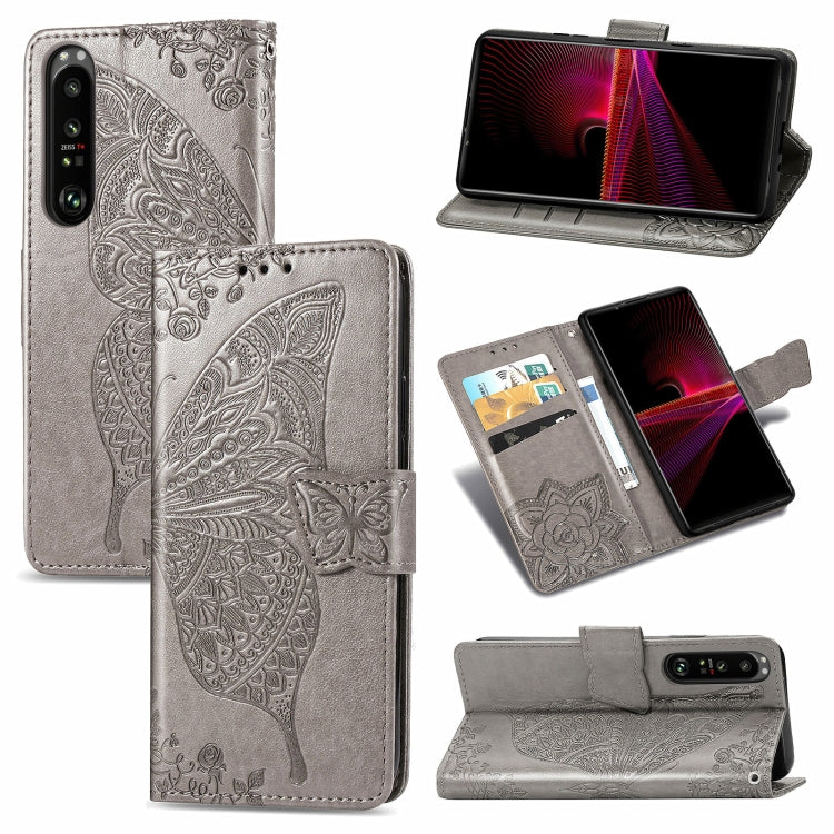 For Sony Xperia 1 III Butterfly Love Flower Embossed Horizontal Flip Leather Case with Bracket / Card Slot / Wallet / Lanyard