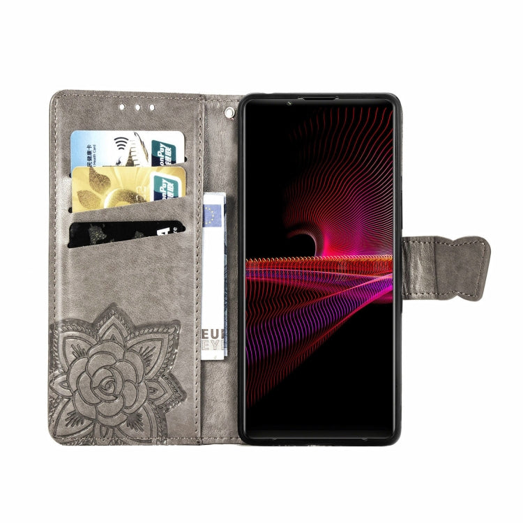 For Sony Xperia 1 III Butterfly Love Flower Embossed Horizontal Flip Leather Case with Bracket / Card Slot / Wallet / Lanyard