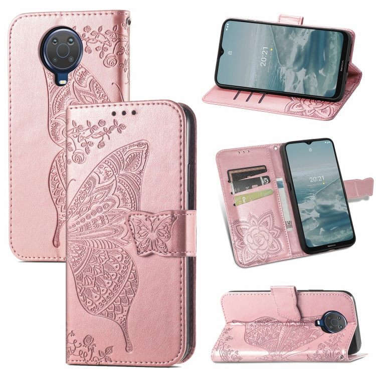 For Nokia 6.3 Butterfly Love Flower Embossed Horizontal Flip Leather Case with Bracket / Card Slot / Wallet / Lanyard