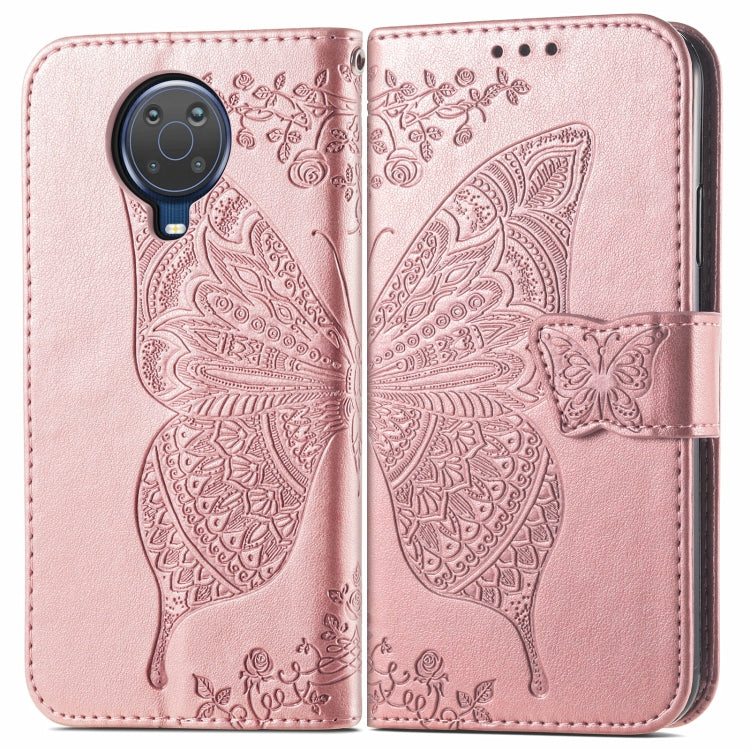 For Nokia 6.3 Butterfly Love Flower Embossed Horizontal Flip Leather Case with Bracket / Card Slot / Wallet / Lanyard