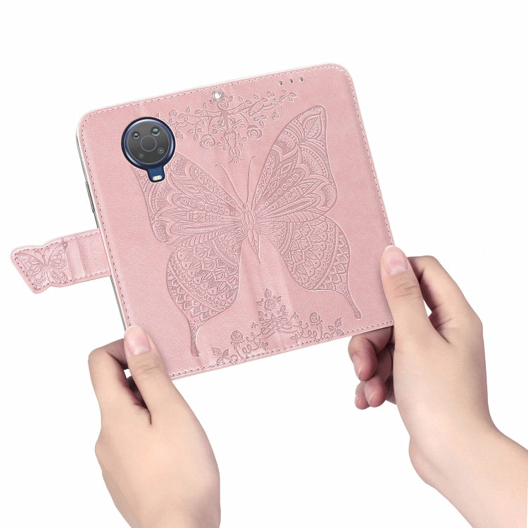 For Nokia 6.3 Butterfly Love Flower Embossed Horizontal Flip Leather Case with Bracket / Card Slot / Wallet / Lanyard