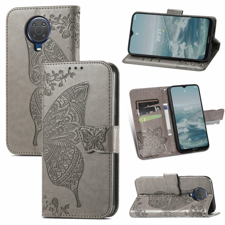 For Nokia 6.3 Butterfly Love Flower Embossed Horizontal Flip Leather Case with Bracket / Card Slot / Wallet / Lanyard