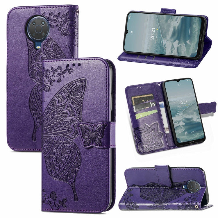 For Nokia 6.3 Butterfly Love Flower Embossed Horizontal Flip Leather Case with Bracket / Card Slot / Wallet / Lanyard
