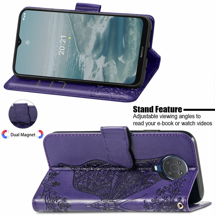 For Nokia 6.3 Butterfly Love Flower Embossed Horizontal Flip Leather Case with Bracket / Card Slot / Wallet / Lanyard