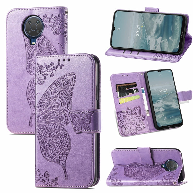 For Nokia 6.3 Butterfly Love Flower Embossed Horizontal Flip Leather Case with Bracket / Card Slot / Wallet / Lanyard
