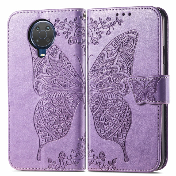 For Nokia 6.3 Butterfly Love Flower Embossed Horizontal Flip Leather Case with Bracket / Card Slot / Wallet / Lanyard