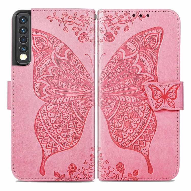 For LG Stylo 7 4G Butterfly Love Flower Embossed Horizontal Flip Leather Case with Bracket / Card Slot / Wallet / Lanyard