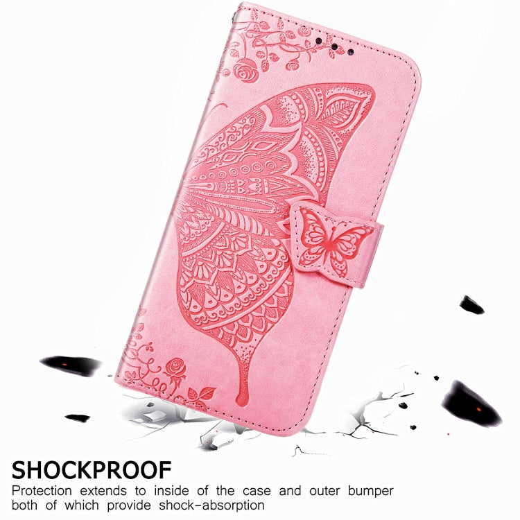 For LG Stylo 7 4G Butterfly Love Flower Embossed Horizontal Flip Leather Case with Bracket / Card Slot / Wallet / Lanyard