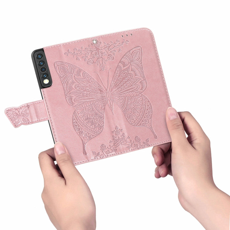 For LG Stylo 7 4G Butterfly Love Flower Embossed Horizontal Flip Leather Case with Bracket / Card Slot / Wallet / Lanyard