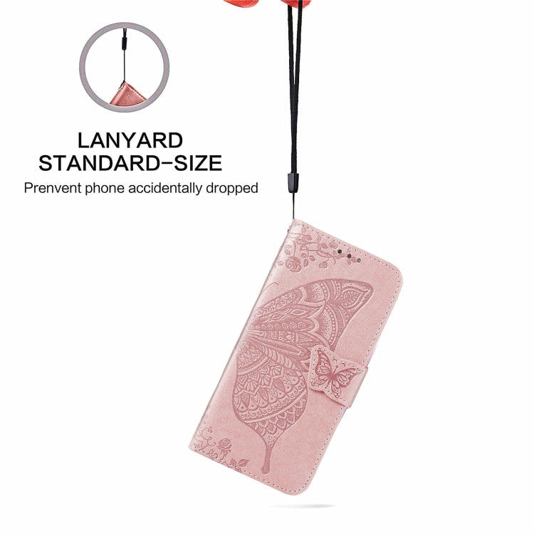 For LG Stylo 7 4G Butterfly Love Flower Embossed Horizontal Flip Leather Case with Bracket / Card Slot / Wallet / Lanyard