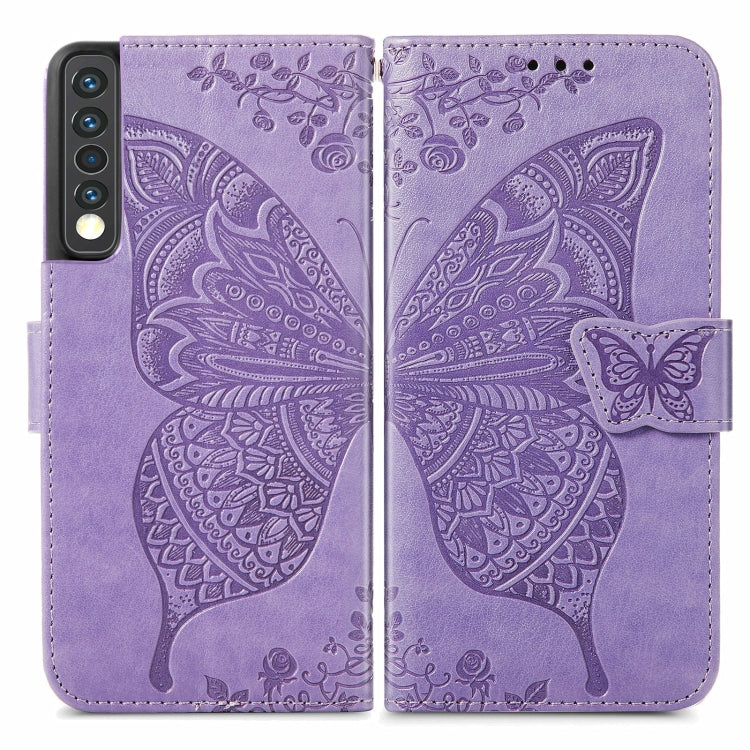 For LG Stylo 7 4G Butterfly Love Flower Embossed Horizontal Flip Leather Case with Bracket / Card Slot / Wallet / Lanyard