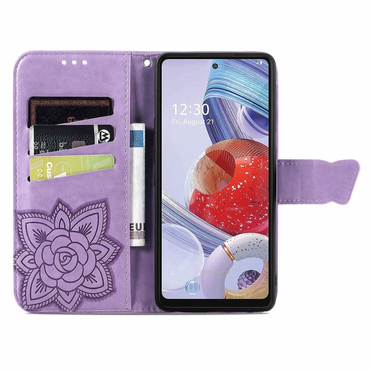 For LG Stylo 7 4G Butterfly Love Flower Embossed Horizontal Flip Leather Case with Bracket / Card Slot / Wallet / Lanyard