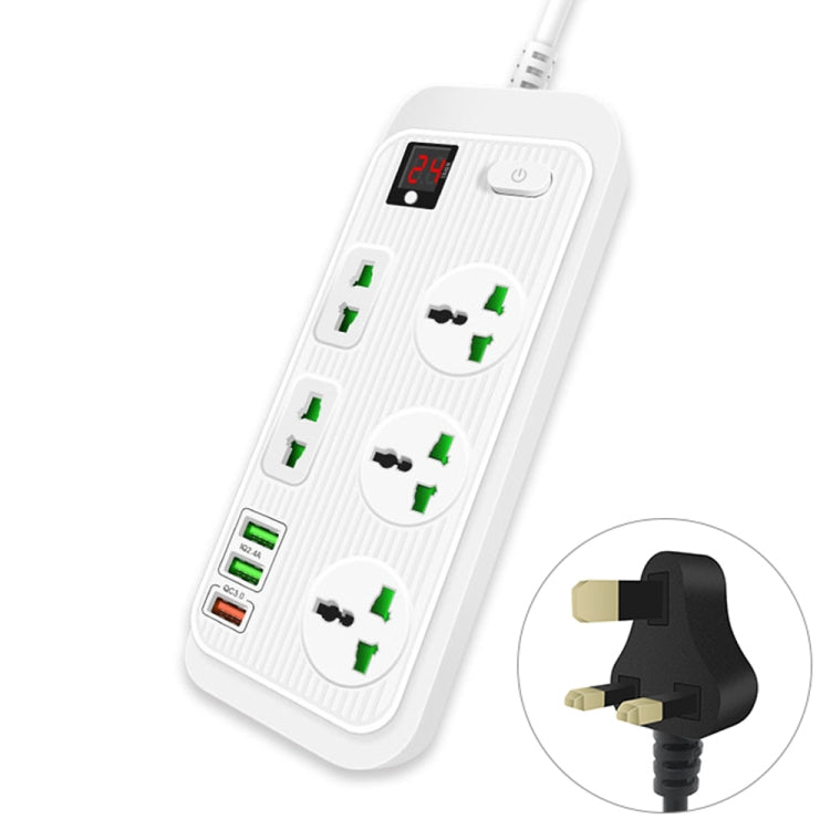 T17 3000W High-power 24-hour Smart Timing Socket QC3.0 USB Fast Charging Power Strip Socket , Cable Length: 2m, UK Plug