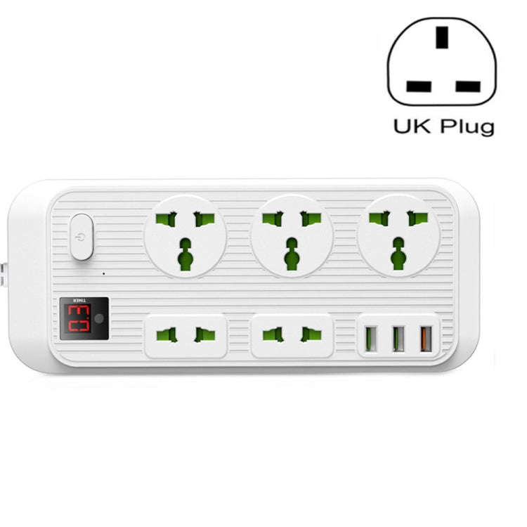 T17 3000W High-power 24-hour Smart Timing Socket QC3.0 USB Fast Charging Power Strip Socket , Cable Length: 2m, UK Plug