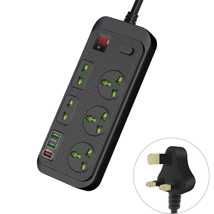 T17 3000W High-power 24-hour Smart Timing Socket QC3.0 USB Fast Charging Power Strip Socket , Cable Length: 2m, UK Plug