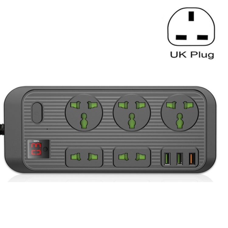 T17 3000W High-power 24-hour Smart Timing Socket QC3.0 USB Fast Charging Power Strip Socket , Cable Length: 2m, UK Plug