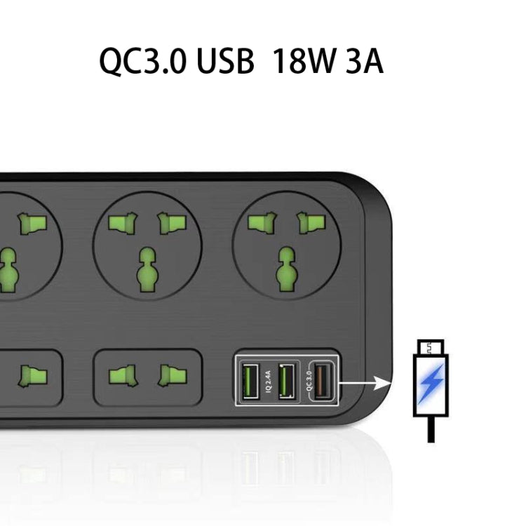 T17 3000W High-power 24-hour Smart Timing Socket QC3.0 USB Fast Charging Power Strip Socket , Cable Length: 2m, UK Plug