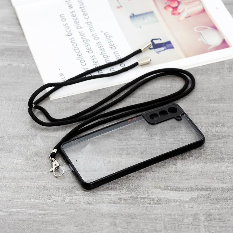 Transparent PC+TPU Phone Case with Contrast Color Button & Neck Lanyard For Samsung Galaxy S21 Plus 5G