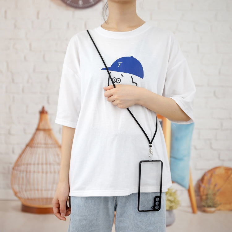 Transparent PC+TPU Phone Case with Contrast Color Button & Neck Lanyard For Samsung Galaxy S21 Plus 5G