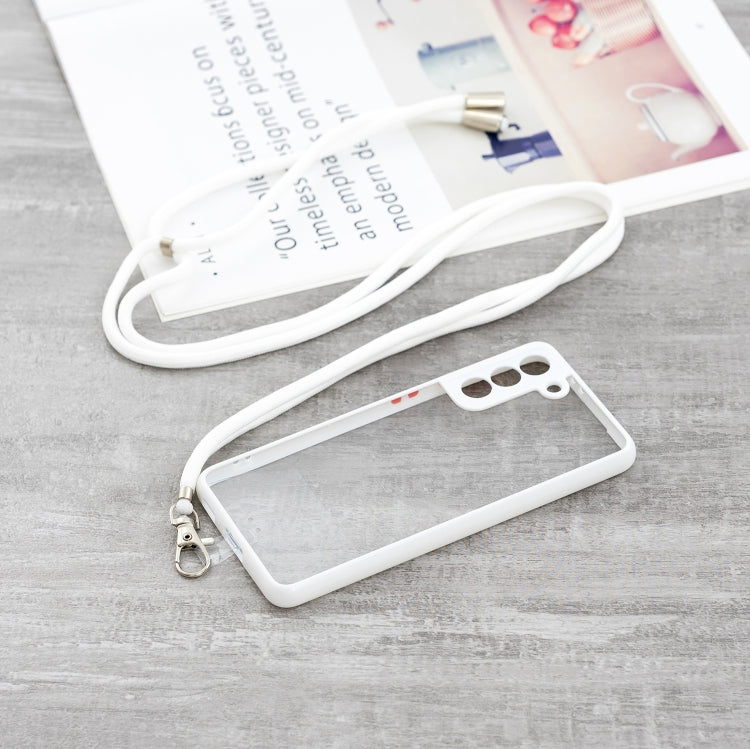 Transparent PC+TPU Phone Case with Contrast Color Button & Neck Lanyard For Samsung Galaxy S21 5G