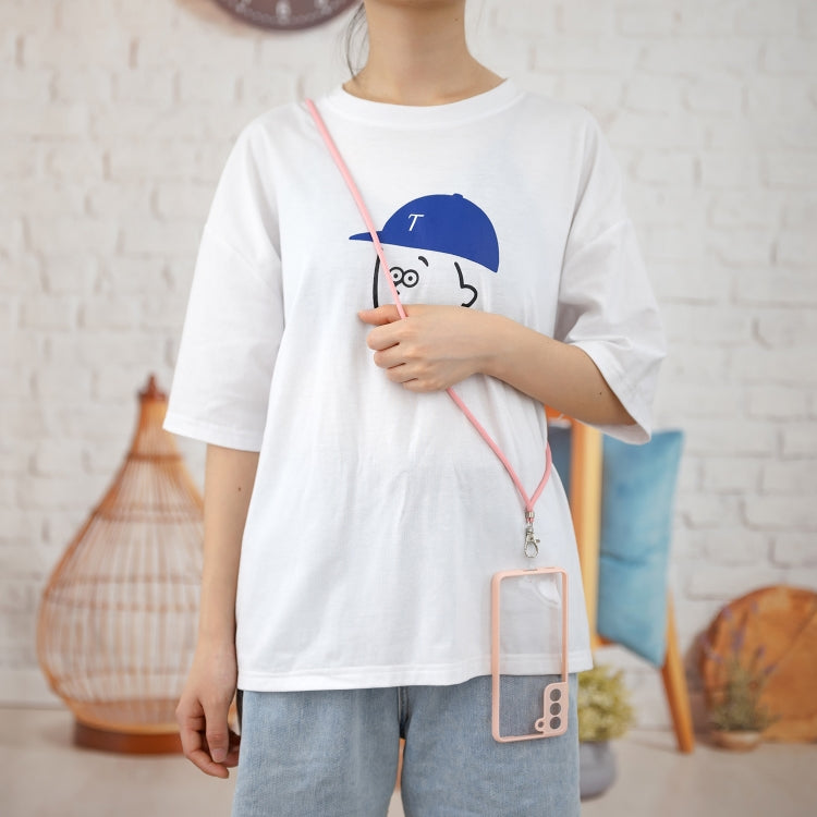 Transparent PC+TPU Phone Case with Contrast Color Button & Neck Lanyard For Samsung Galaxy S21 5G