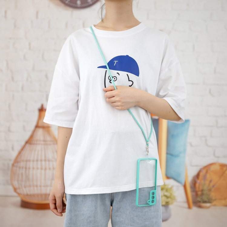 Transparent PC+TPU Phone Case with Contrast Color Button & Neck Lanyard For Samsung Galaxy S21 5G