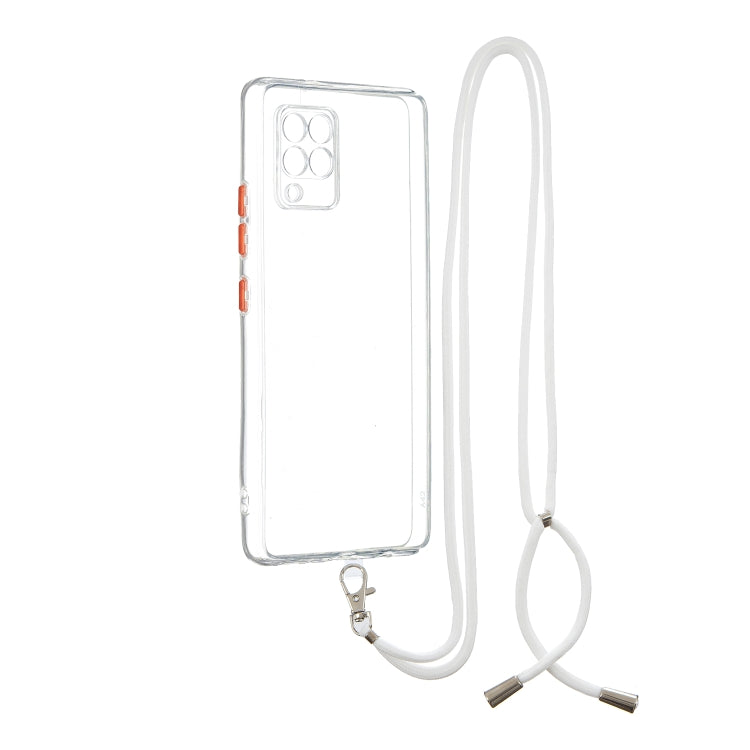 Transparent PC+TPU Phone Case with Contrast Color Button & Neck Lanyard For Samsung Galaxy A42 5G