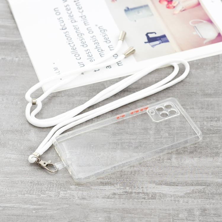Transparent PC+TPU Phone Case with Contrast Color Button & Neck Lanyard For Samsung Galaxy A42 5G