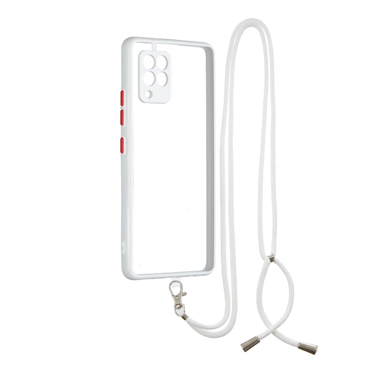 Transparent PC+TPU Phone Case with Contrast Color Button & Neck Lanyard For Samsung Galaxy A42 5G