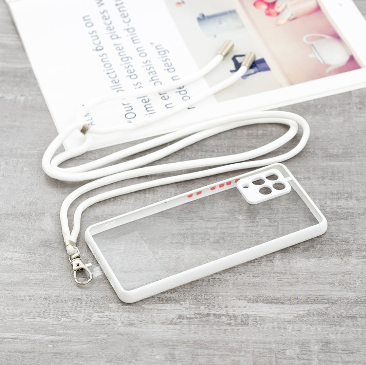 Transparent PC+TPU Phone Case with Contrast Color Button & Neck Lanyard For Samsung Galaxy A42 5G