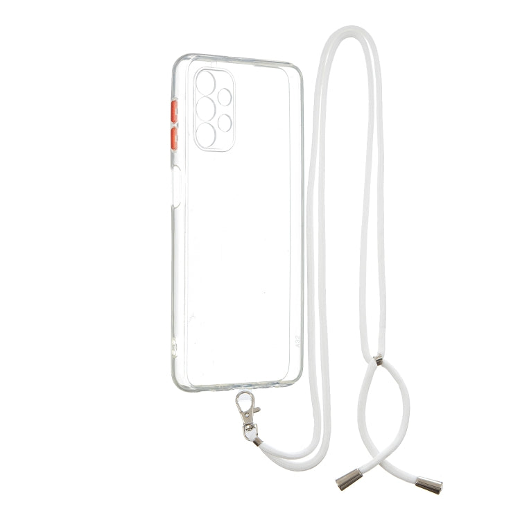 Transparent PC+TPU Phone Case with Contrast Color Button & Neck Lanyard For Samsung Galaxy A32 5G