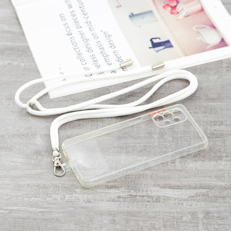 Transparent PC+TPU Phone Case with Contrast Color Button & Neck Lanyard For Samsung Galaxy A32 5G