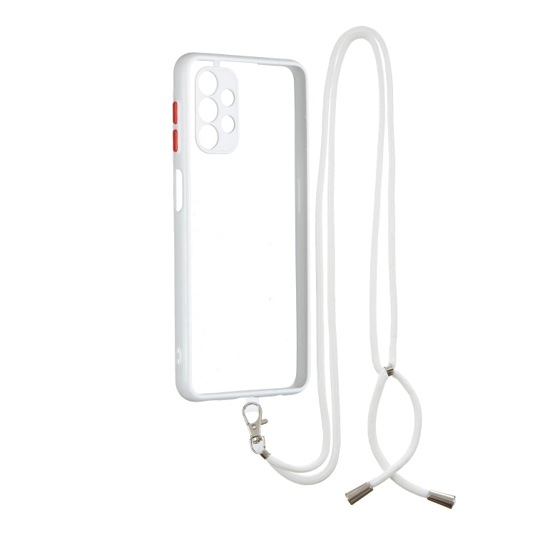 Transparent PC+TPU Phone Case with Contrast Color Button & Neck Lanyard For Samsung Galaxy A32 5G
