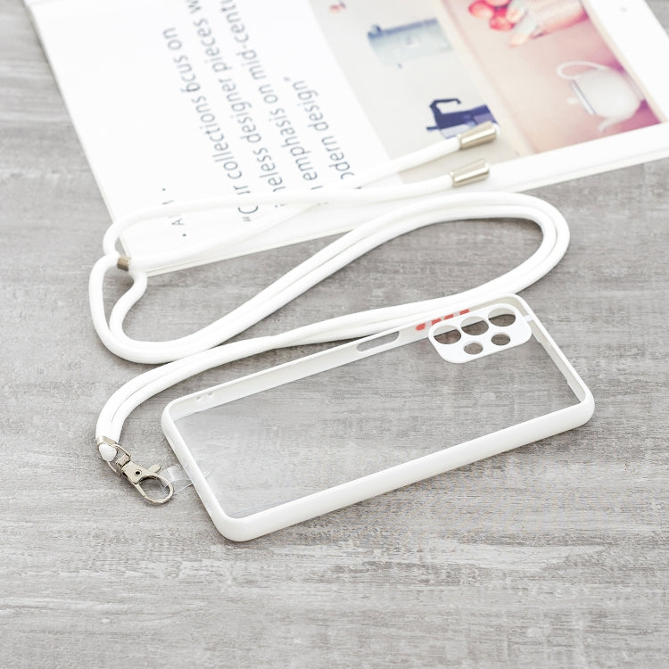 Transparent PC+TPU Phone Case with Contrast Color Button & Neck Lanyard For Samsung Galaxy A32 5G
